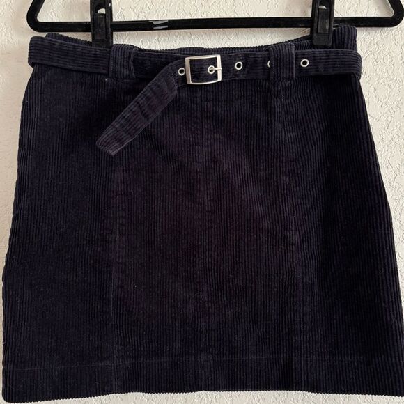 Navy Corduroy Skirt with Belt Urban Outfitters Medium - Picture 3 of 9